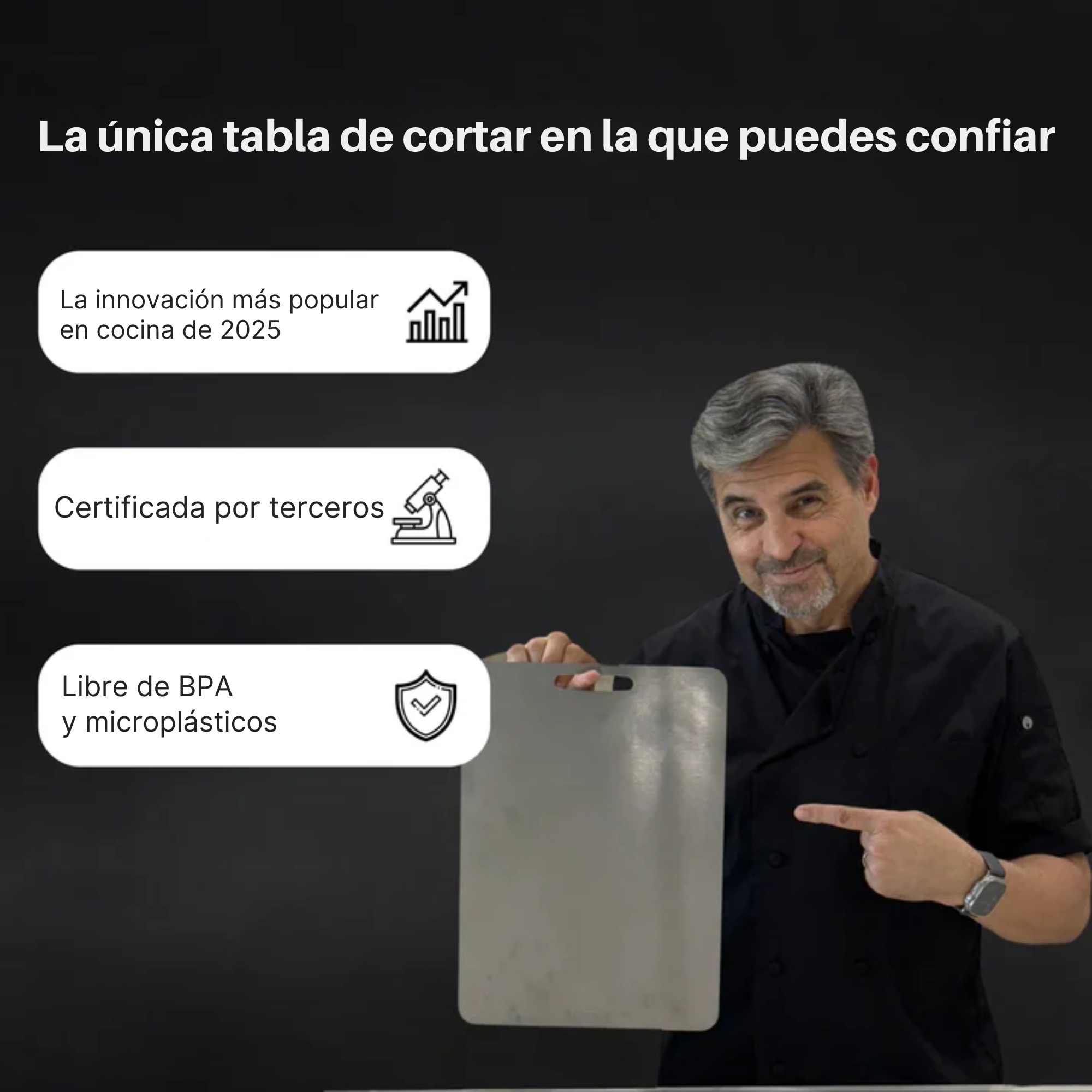 TitanioX® - Tabla de Cortar de Titanio Puro